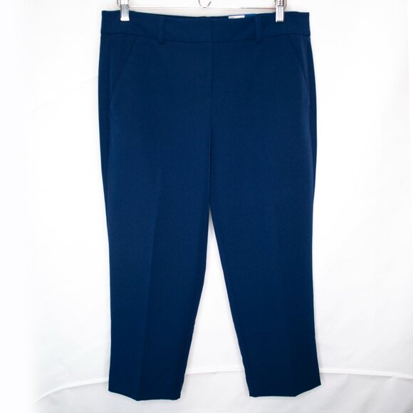 NEW Apt 9 Torie Cropped Pants Womens 10 Blue Stretch Capri Casual Office H08X - Picture 1 of 5